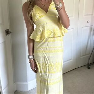 Jennifer Lopez Yellow Patterned Maxi Dress